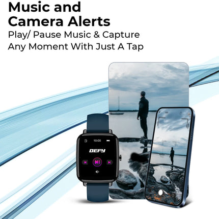 DEFY Space fit 1.54'' HD Display with Real time Temperature Sensor and SPO2 Smartwatch (Blue Strap, Free Size)