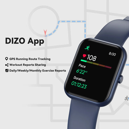 DIZO Watch D Plus with 1.85inch,550nits display&14 day battery (Blue Strap, Free Size)