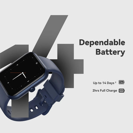 DIZO Watch D Plus with 1.85inch,550nits display&14 day battery (Blue Strap, Free Size)