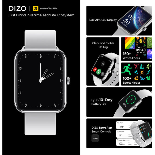 DIZO WATCH D ULTRA 1.78 AMOLED WITH CALLING (Grey Strap, Regular)