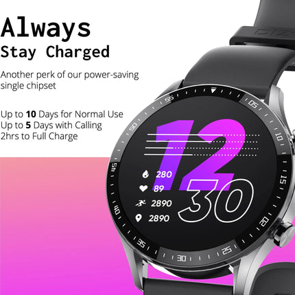 DIZO Watch R Talk, Amoled Display with Calling & 10 days battery (Black Strap, Free Size)