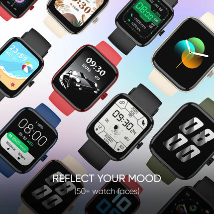 Mivi Model E with 1.69" Display, 7-Day Battery Life , Spo2, Heart Rate Monitor. Smartwatch (Black Strap, Regular)
