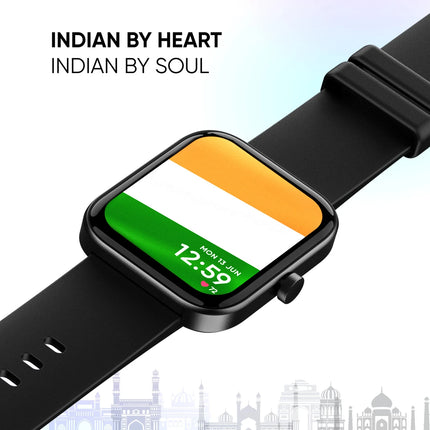 Mivi Model E with 1.69" Display, 7-Day Battery Life , Spo2, Heart Rate Monitor. Smartwatch (Black Strap, Regular)