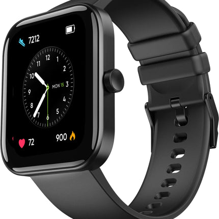 Mivi Model E with 1.69" Display, 7-Day Battery Life , Spo2, Heart Rate Monitor. Smartwatch (Black Strap, Regular)