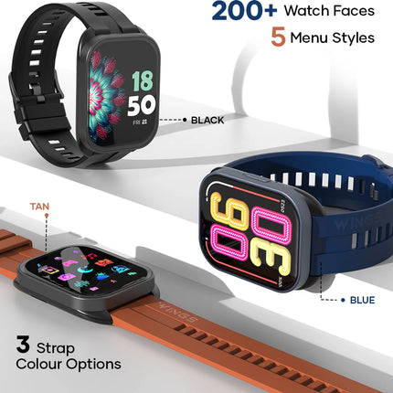 Wings 2.01 Made In India HD Smartwatch (Blue Strap, One Size)