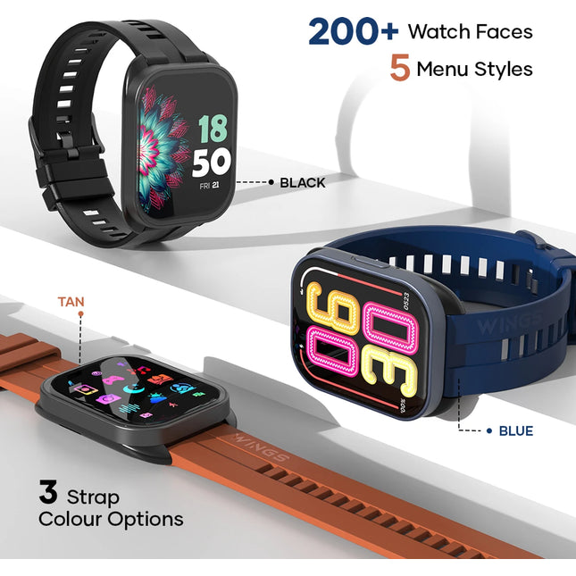 Wings 2.01 Made In India HD Smartwatch (Blue Strap, One Size)