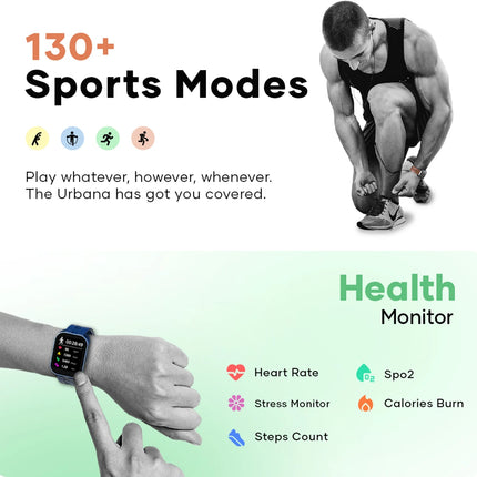Wings 2.01 Made In India HD Smartwatch (Blue Strap, One Size)