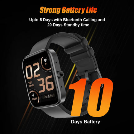 Fire-Boltt Ninja Call 2 with 46.5mm (1.83) display,Bluetooth Calling with 27 Sports Modes Smartwatch (Black Strap, Free Size)