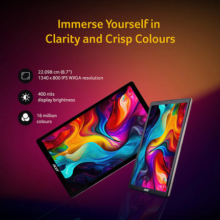 Acer Iconia Tab 4 GB RAM 64 GB ROM 8.7 inch with Wi-Fi+4G MediaTek Helio P22T (8768T) Tablet
