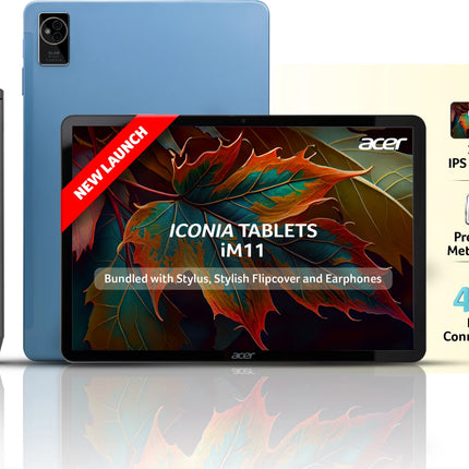 Acer Iconia Tab iM10-22 | 10.36" 2K IPS Display, Quad Speakers, Helio G99, 6GB + 128GB, 16MP Rear + 8MP Front Camera, Fingerprint Reader, Wi-Fi + 4G LTE(Calling), Android 14, Slim Metal Body