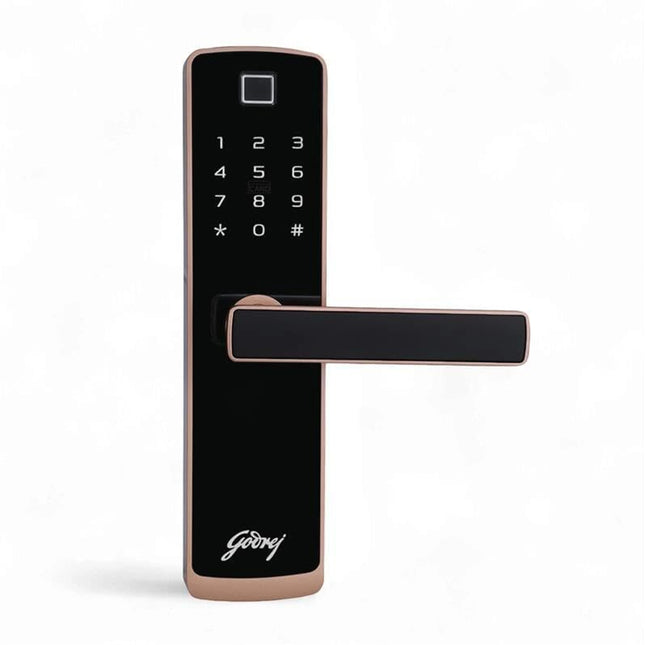 Godrej Smart Lock I Catus Touch Plus I Digital Lock for Wooden Door I 4in1 Access I Fingerprint | RFID I PIN Access I Mechanical Key I 3 Dead Bolts
