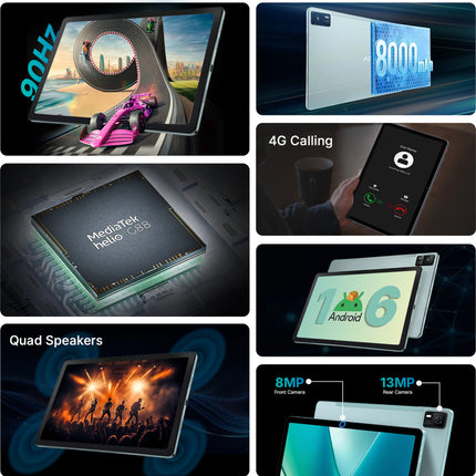 Ai+ PulseTab 6 GB RAM 128 GB ROM 10.95 inch with Wi-Fi+4G Gaming MediaTek Helio G88 Octa Core Tablet (Lightest Sky)