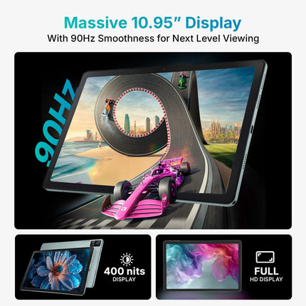 Ai+ PulseTab 6 GB RAM 128 GB ROM 10.95 inch with Wi-Fi+4G Gaming MediaTek Helio G88 Octa Core Tablet (Lightest Sky)