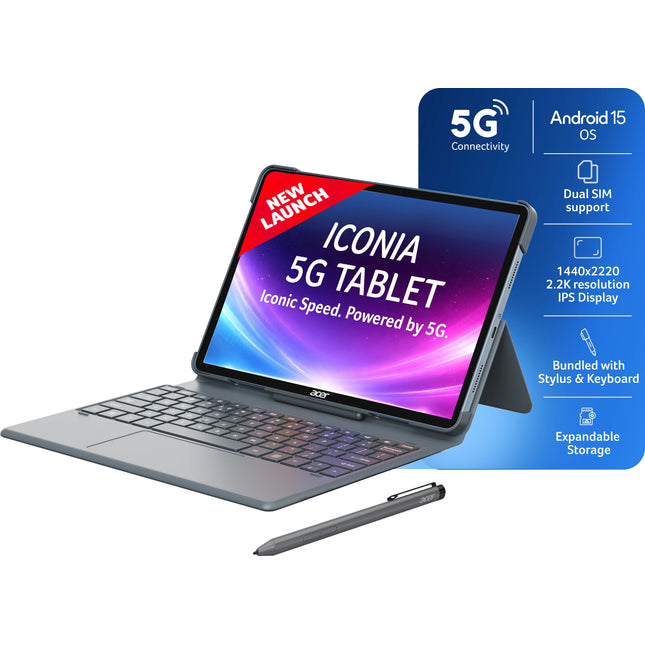 Acer Iconia iM11-22M5G with Stylus and Keyboard 8 GB RAM 128 GB ROM 11.45 inch with Wi-Fi+5G MediaTek 8791 CPU – Octa core Up to 2.4 Ghz Tablet
