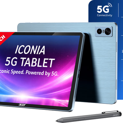 Acer Iconia 5G Tablet|11.45" 2.2k”90Hz IPS Display, MediaTek 8791 Processor, 8GB RAM + 128GB Storage, 16MP Rear+8MP Front Camera,Wi-Fi + 5G Volte, Android 15,BT 5.2, Slim Metal Body