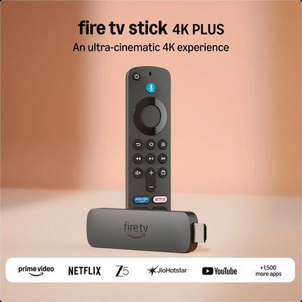Firetv Stick 4K Plus, smart voice search with Alexa+, Cinematic 4K streaming, HDR10+ Media Streaming Device (Black)