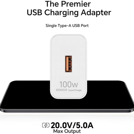 Honor 100 W Quick Charge 5 A Wall Charger for Mobile with Detachable Cable (White) (BRAND NEW/SEALED)
