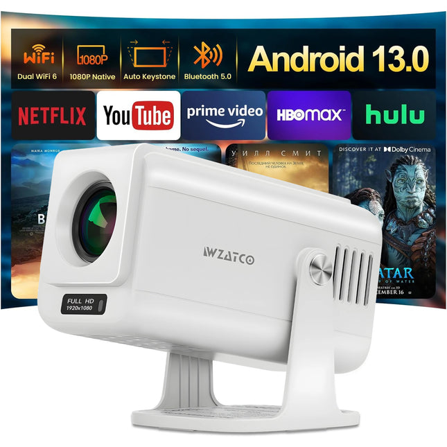 WZATCO Yuva Go Pro Native 1080P Projector (12500 lm / 1 Speaker / Wireless Projector) (Manual Focus) (Without Stand and Remote)