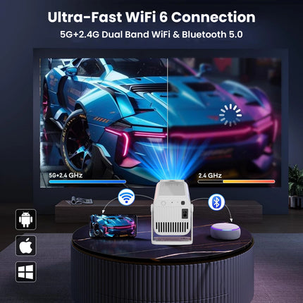 WZATCO Yuva Go Pro Native 1080P Projector (12500 lm / 1 Speaker / Wireless Projector) (Manual Focus) (Without Stand and Remote)