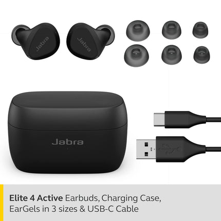 Jabra Elite 4 Active in-Ear Bluetooth Earbuds - True Wireless Ear Buds with Secure Active Fit, 4 Built-in Microphones, Active Noise Cancellation and Adjustable HearThrough Technology - Unboxify
