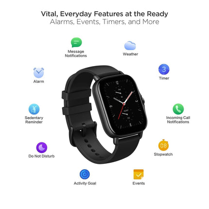 Amazfit GTS 2e Smartwatch, SpO2 & Stress Monitor, 1.65 Always-on AMOLED Display, Built-in GPS, Built-in Alexa,14-Day Battery Life, 90+ Sports Models, 50+ Watch Faces - Grabgear.in