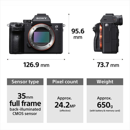 Sony Alpha ILCE-7M3 Full-Frame 24.2MP Mirrorless Digital SLR Camera Body (4K Full Frame, Real-Time Eye Auto Focus, 4K Vlogging Camera, Tiltable LCD, Low Light Camera) - Black - Unboxify
