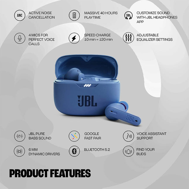 (UNBOXED) JBL Tune 230NC TWS, Active Noise Cancellation Earbuds with Mic, Massive 40 Hrs Playtime with Speed Charge, Adjustable EQ with JBL APP, 4Mics for Perfect Calls, Google Fast Pair, Bluetooth 5.2 - Unboxify