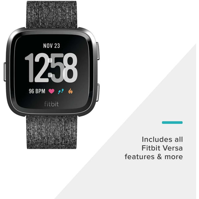 Fitbit Versa Special Edition Smart Watch, Charcoal Woven, One Size (S & L Bands Included) - Grabgear.in