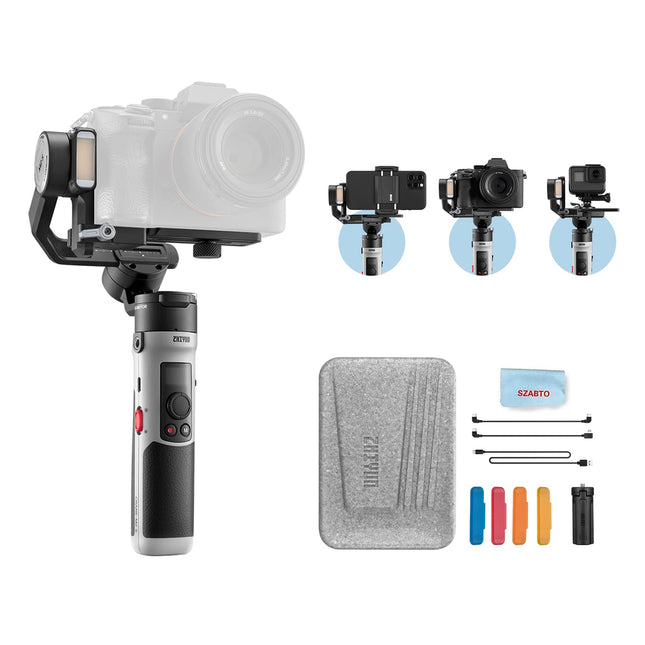 zhiyun Crane M2S Handheld 3-Axis Gimbal (with 2 Years ZHIYUN India Official Warranty) with Integrated 0.66" Display & LED Fill Light 3-in-1 Compact Stabilizer for Mirrorless Camera Smartphone - Unboxify