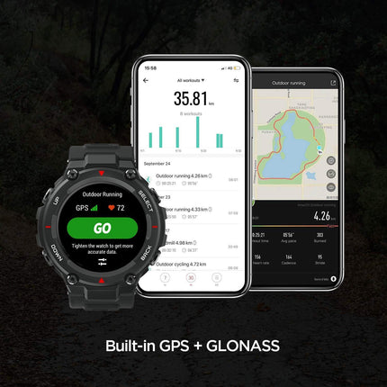 Amazfit Huami T Rex | 20 Days Battery Life, 1.3 inch AMOLED Display, Built-in GPS, 12 Military Certifications, Water Resistance, 14 Sports Modes - Unboxify