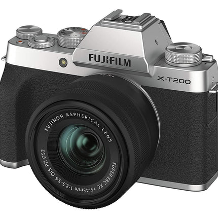 Fujifilm X-T200 24.2 MP Mirrorless Camera with XC 15-45 mm Lens (APS-C Sensor, Electronic Viewfinder, Vari-Angle LCD Touchscreen, Face/Eye AF, 4K Video Vlogging, Film Simulations) - Black/Silver - Grabgear.in