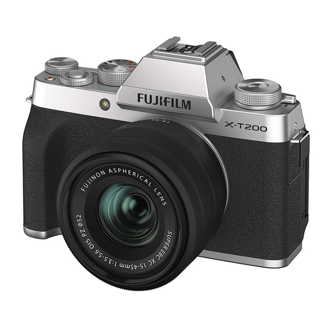 Fujifilm X-T200 24.2 MP Mirrorless Camera with XC 15-45 mm Lens (APS-C Sensor, Electronic Viewfinder, Vari-Angle LCD Touchscreen, Face/Eye AF, 4K Video Vlogging, Film Simulations) - Black/Silver - Grabgear.in
