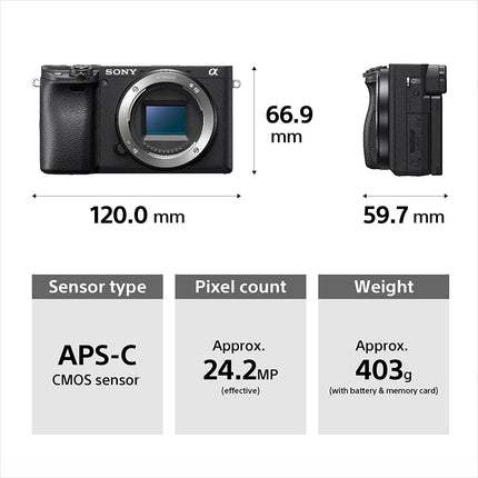 Sony Alpha ILCE-6400L 24.2MP Mirrorless Camera (Black) with 16-50mm Power Zoom Lens (APS-C Sensor, Real-Time Eye Auto Focus, 4K Vlogging Camera, Tiltable LCD) with Free Bag - Black - Unboxify