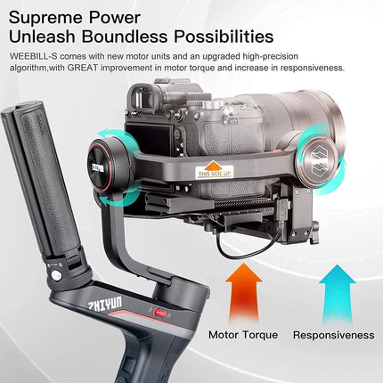 Zhiyun Weebill S Compact Gimbal Stabilizer for DSLR & Mirrorless Camera Sony A7M3 A7III A7R3 with 24-70mm GM Len Nikon Z6 Z7 Panasonic GH5 GH5s Canon 5D4 5D3 EOS R BMPCC 4K 3-Axis Handheld Gimbal - Grabgear.in