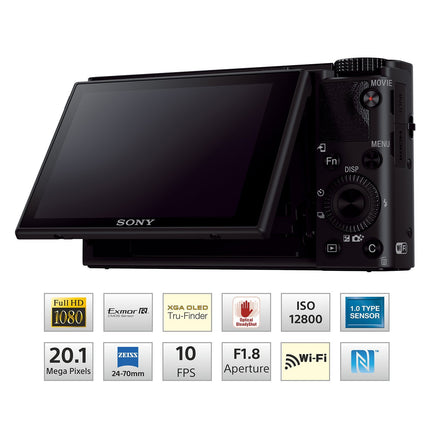 Sony RX100M3 Premium Compact Camera with 1.0-Type Exmor CMOS Sensor (Optical, DSC-RX100M3), Black (SEALED) - Unboxify