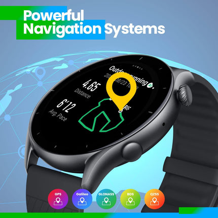 Amazfit GTR 3 Smart Watch with Heart Rate, SpO2, Sleep, Stress, Female Cycle Monitoring, Sports Watch with 150+ Sports Modes, GPS, 5 ATM Waterproof, Alexa Built-in (Graphite Black), Regular - Grabgear.in