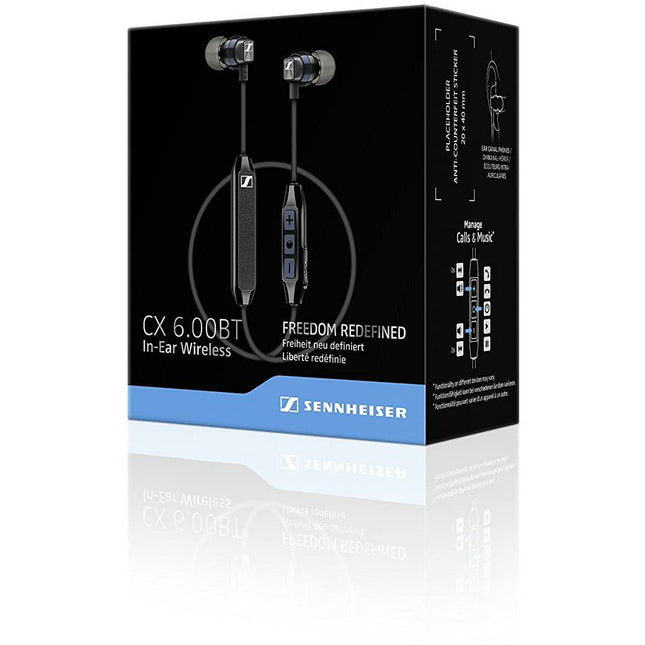 Sennheiser CX 6.00 BT Wireless In-Ear Headphones, Bluetooth 4.2 with Qualcomm Apt-X, 6-Hour Battery Life, 1.5 Hour Fast USB Charging - Grabgear.in