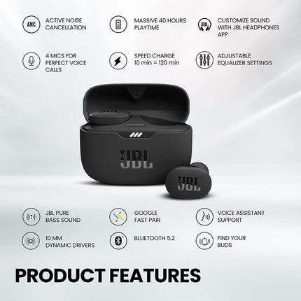 JBL Tune 130NC True Wireless in Ear Earbuds Active Noise Cancellation (Upto 40dB) (UNBOXED) - Unboxify