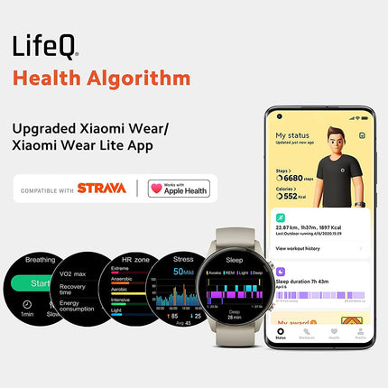 Mi Watch Revolve Active (Beige) - 1.39" AMOLED Display, SpO2, GPS and Sleep Monitor, Alexa Built-in, 117 Sports Mode, Personalized Watch Faces, 2 Weeks Battery Life, Music and Camera Control - Grabgear.in