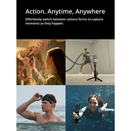 DJI Action 2 Dual Screen Combo-12MP Action Camera with Front Touchscreen, Magnetic Versatility, 4K Recording Upto 120 FPS& 155° FOV, Portable& Wearable, HorizonSteady, AI Editor, 10m Waterproof,Black - Grabgear.in