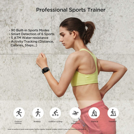 Amazfit GTS 2 Smart Watch, 1.65 inch (4.2 cm) AMOLED Display, Built-in Amazon Alexa, Built-in GPS, SpO2 & Stress Monitor, Bluetooth Phone Calls, 3GB Music Storage, 90 Sports Modes (Midnight Black) - Grabgear.in
