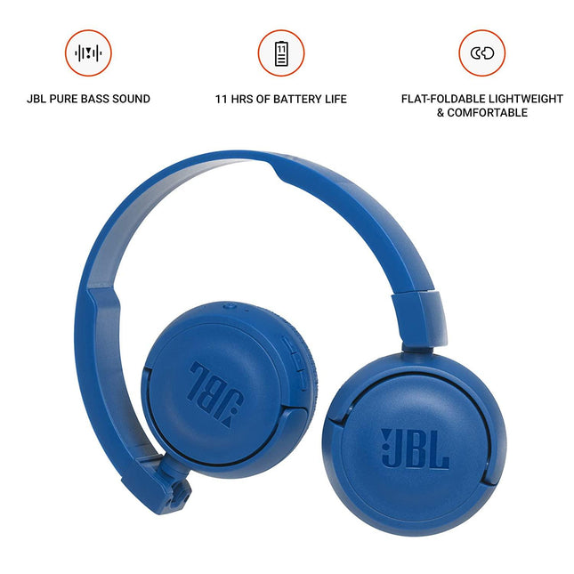 JBL T460BT Extra Bass Wireless On-Ear Headphones with 11 Hours Playtime & Mic - Grabgear.in