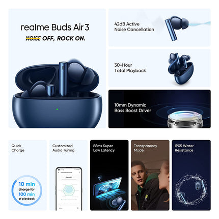 realme Buds Air 3 True Wireless in-Ear Earbuds with Active Noise Cancellation (ANC) (UNBOXED) - Unboxify