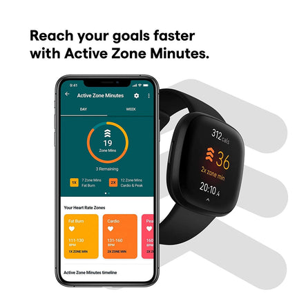 Fitbit Versa 3 Health & Fitness Smartwatch with GPS, 24/7 Heart Rate, Alexa Built-in, 6+ Days Battery, One Size (S & L Bands Included) - Grabgear.in