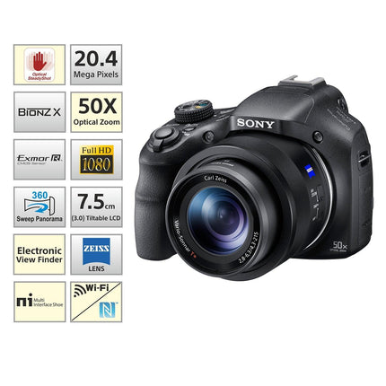 Sony Cybershot DSC-HX400V 20.4MP Digital Camera (Black) with Free Bag - Grabgear.in
