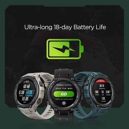 Amazfit T-Rex Pro Smartwatch Fitness Watch with SpO2, Heart Rate, Sleep Monitor, Sports Watch with Over 100 Sports Modes, 10 ATM Waterproof, 18 Day Battery Life, GPS - Unboxify