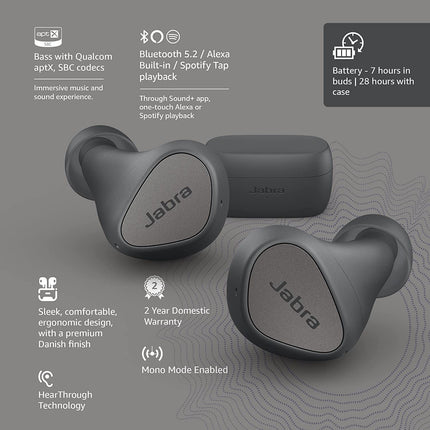Jabra Elite 3 in Ear Bluetooth Truly Wireless in Ear Earbuds, Noise Isolating with mic for Clear Calls, Rich Bass, Customizable Sound, Mono Mode (UNBOXED) - Unboxify