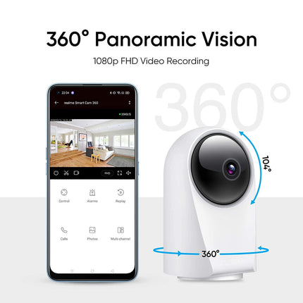 (UNBOXED) realme 360 Deg 1080p Full HD WiFi Smart Security Camera (White) | Alexa Enabled | 2-Way Audio | Night Vision | Motion Tracking & Intruder Alert, 7.1cm x 6.58cm x 11.43cm (RMH2001) - Grabgear.in