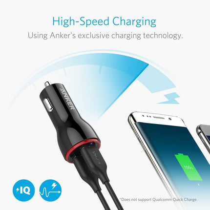 Anker 24W Dual USB Car Charger, PowerDrive 2 for iPhone X / 8/7 / 6s / Plus and More - Grabgear.in