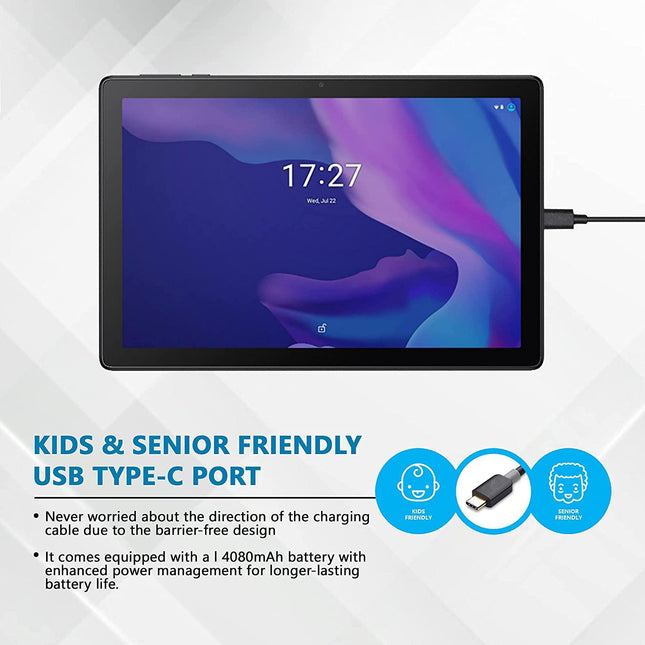 Alcatel 1T10 Smart (2nd Gen) Tablet with Google Assistant (25.7 cms/10.1inch, 2GB+32GB, Wi-Fi Only, Android 10 Go), Black - Grabgear.in